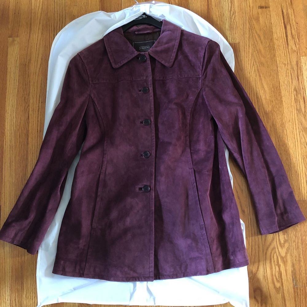 Plum Coach Suede Pea Coat